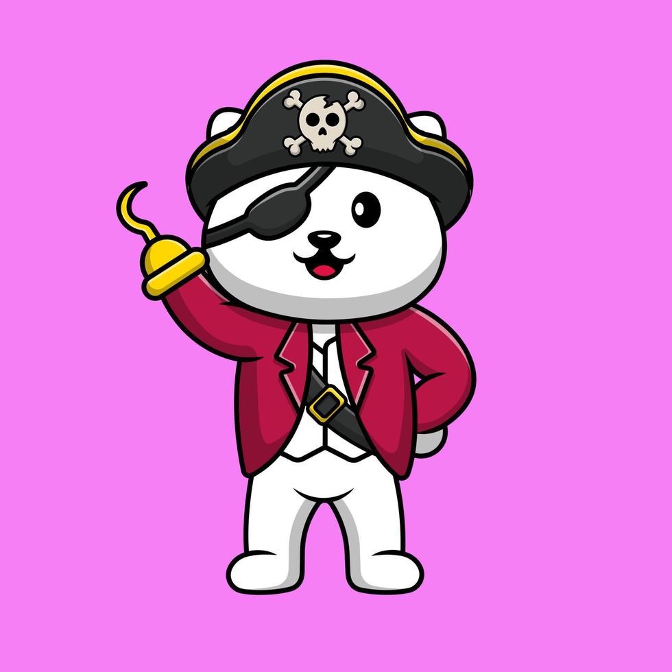 illustration d'icônes vectorielles de dessin animé de pirates de chat mignon. concept de dessin animé plat. adapté à tout projet créatif. vecteur