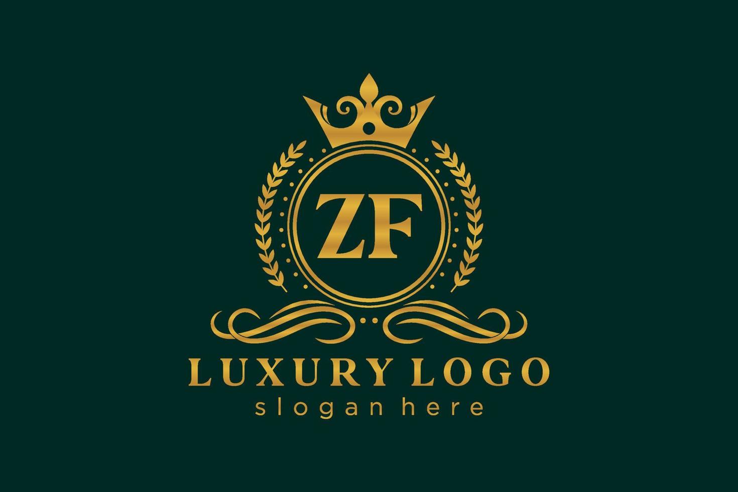 modèle initial de logo de luxe royal de lettre zf dans l'art vectoriel pour le restaurant, la royauté, la boutique, le café, l'hôtel, l'héraldique, les bijoux, la mode et d'autres illustrations vectorielles.