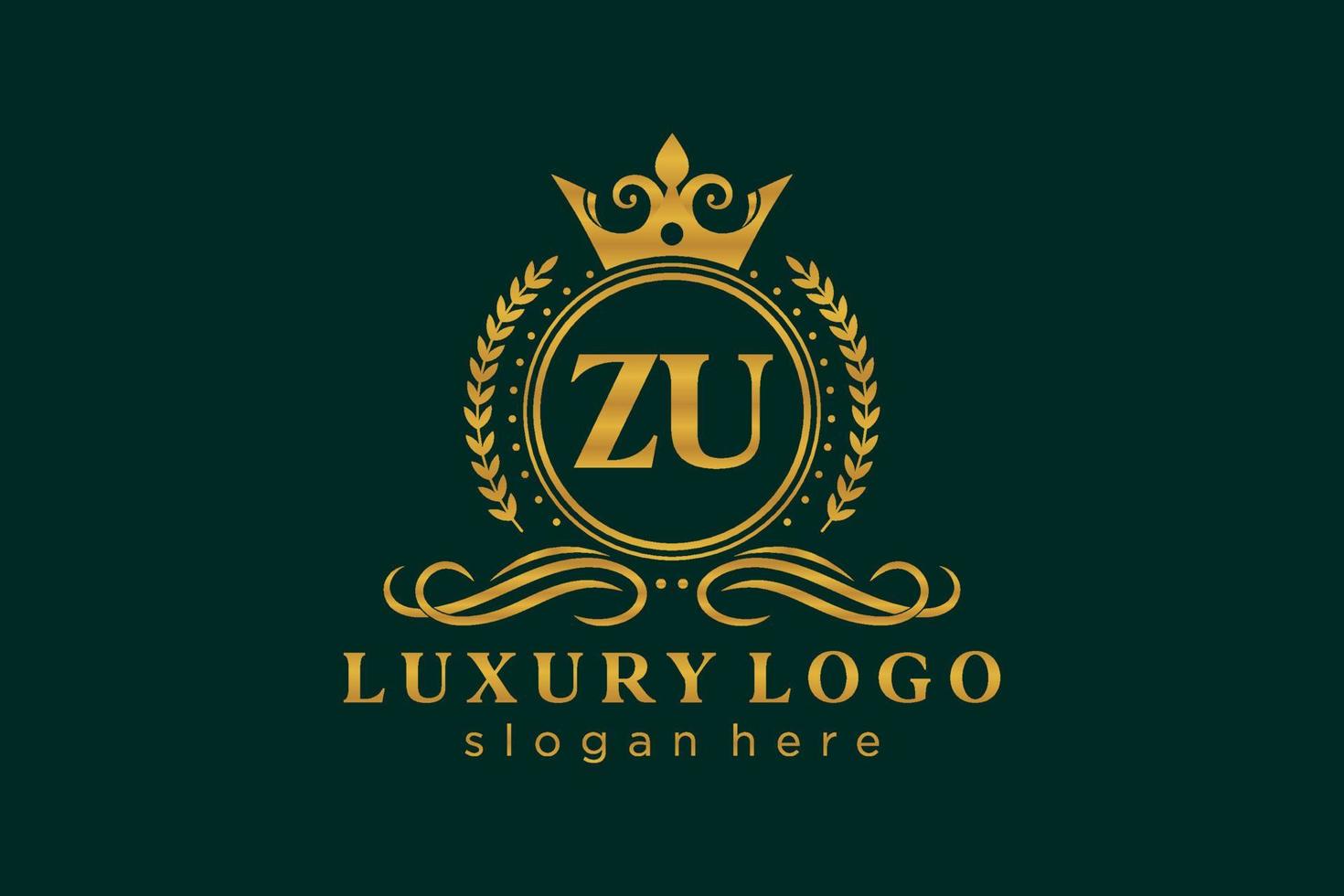 modèle initial de logo de luxe royal de lettre zu dans l'art vectoriel pour le restaurant, la royauté, la boutique, le café, l'hôtel, l'héraldique, les bijoux, la mode et d'autres illustrations vectorielles.