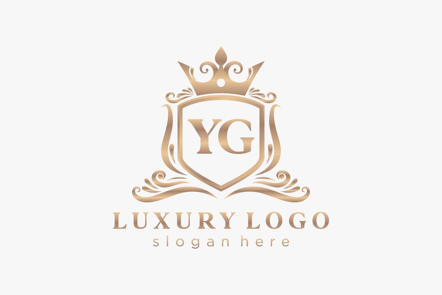 modèle initial de logo de luxe royal de lettre yg dans l'art vectoriel pour le restaurant, la royauté, la boutique, le café, l'hôtel, l'héraldique, les bijoux, la mode et d'autres illustrations vectorielles.