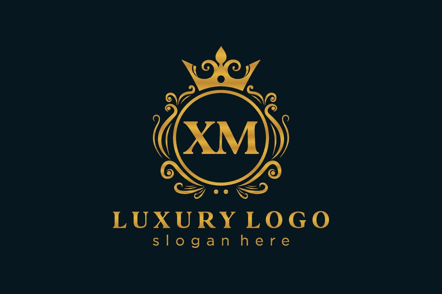 modèle initial de logo de luxe royal de lettre xm dans l'art vectoriel pour le restaurant, la royauté, la boutique, le café, l'hôtel, l'héraldique, les bijoux, la mode et d'autres illustrations vectorielles.