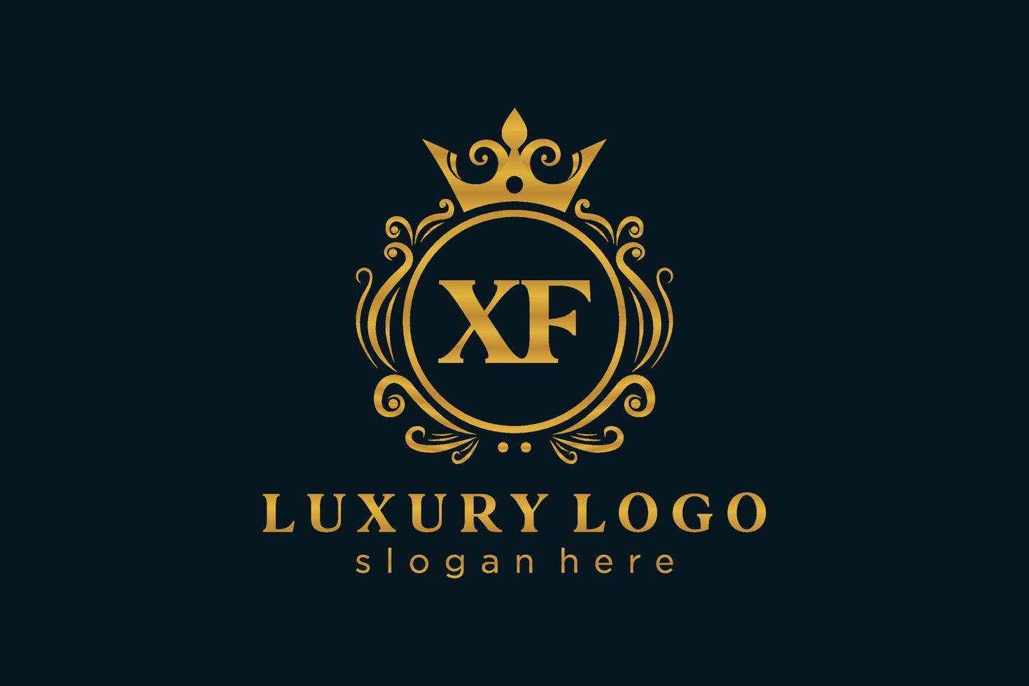 modèle initial de logo de luxe royal de lettre xf dans l'art vectoriel pour le restaurant, la royauté, la boutique, le café, l'hôtel, l'héraldique, les bijoux, la mode et d'autres illustrations vectorielles.