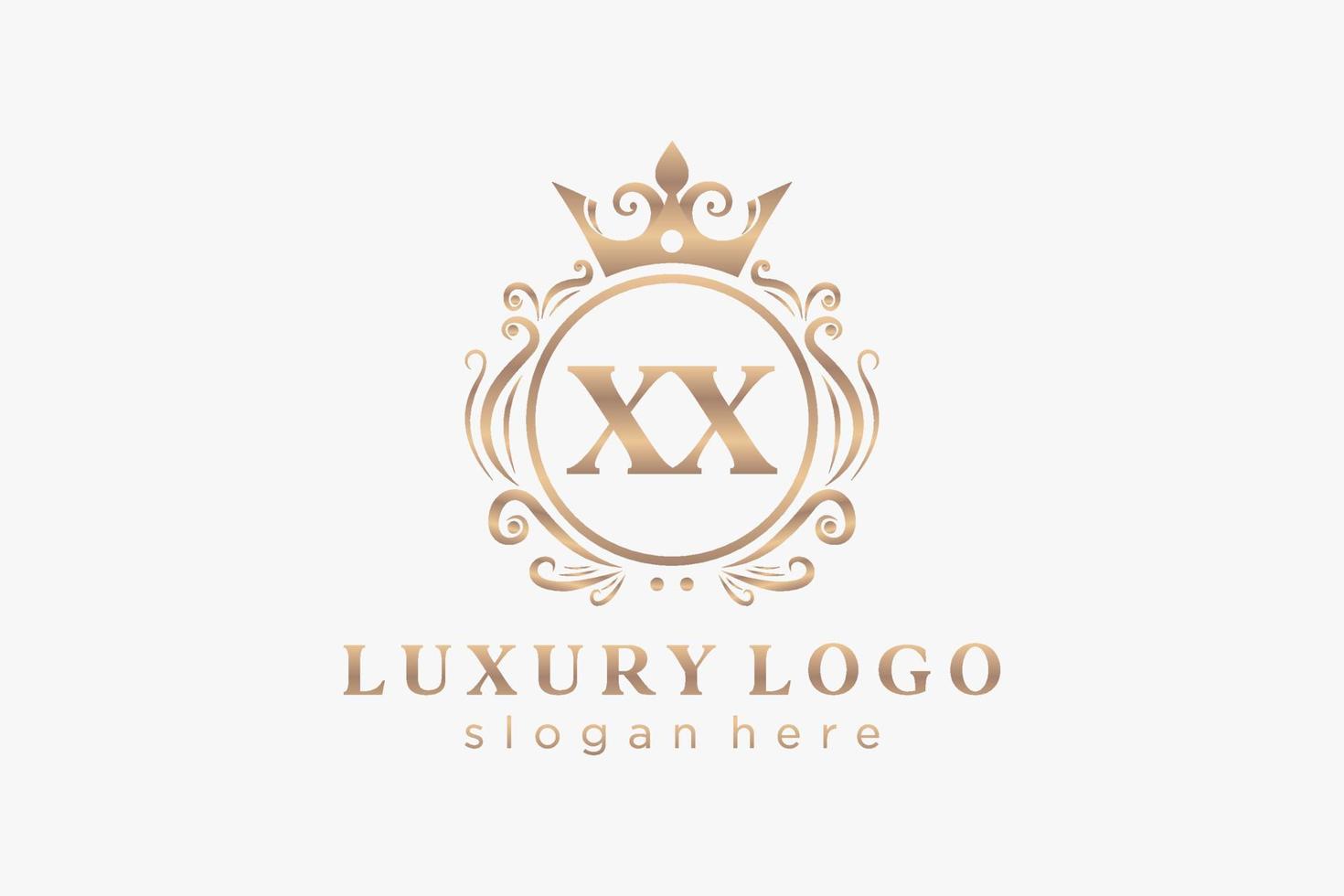 modèle de logo de luxe royal lettre initiale xx en art vectoriel pour restaurant, royauté, boutique, café, hôtel, héraldique, bijoux, mode et autres illustrations vectorielles.