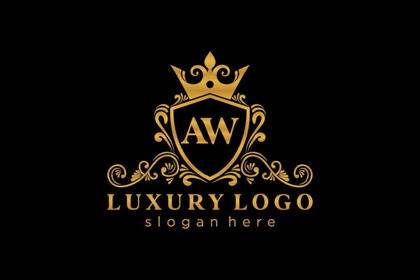 modèle de logo de luxe royal de lettre aw initiale dans l'art vectoriel pour le restaurant, la royauté, la boutique, le café, l'hôtel, l'héraldique, les bijoux, la mode et d'autres illustrations vectorielles.
