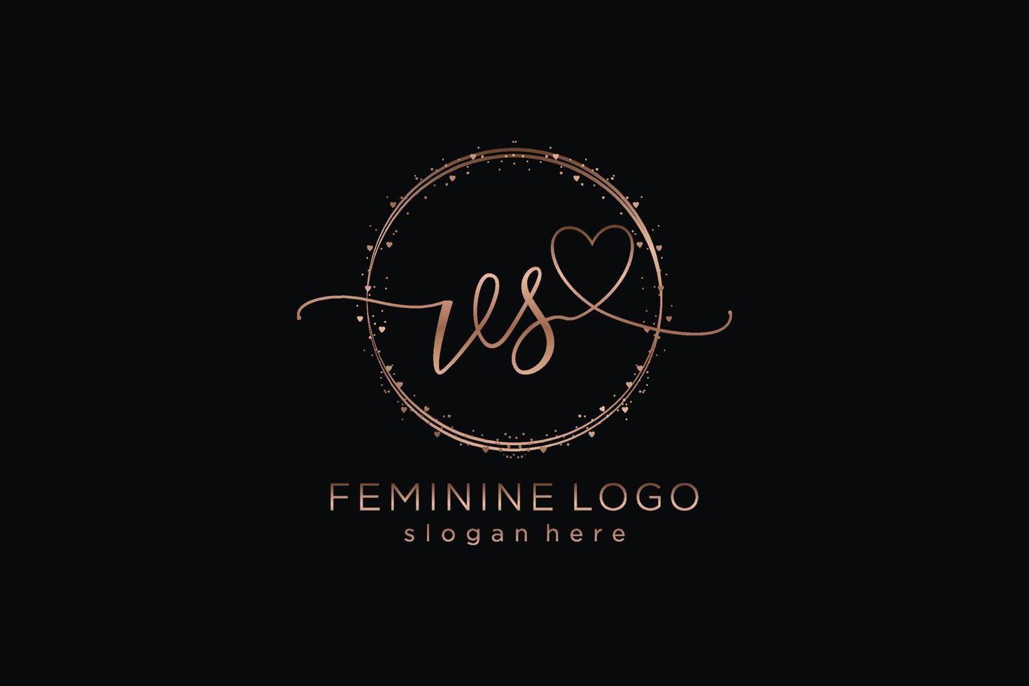 logo initial vs manuscrit avec modèle de cercle logo vectoriel du mariage initial, mode, floral et botanique avec modèle créatif.