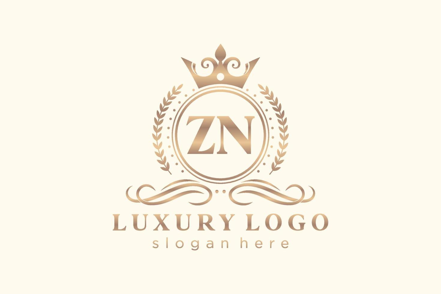 modèle initial de logo de luxe royal de lettre zn dans l'art vectoriel pour le restaurant, la royauté, la boutique, le café, l'hôtel, l'héraldique, les bijoux, la mode et d'autres illustrations vectorielles.