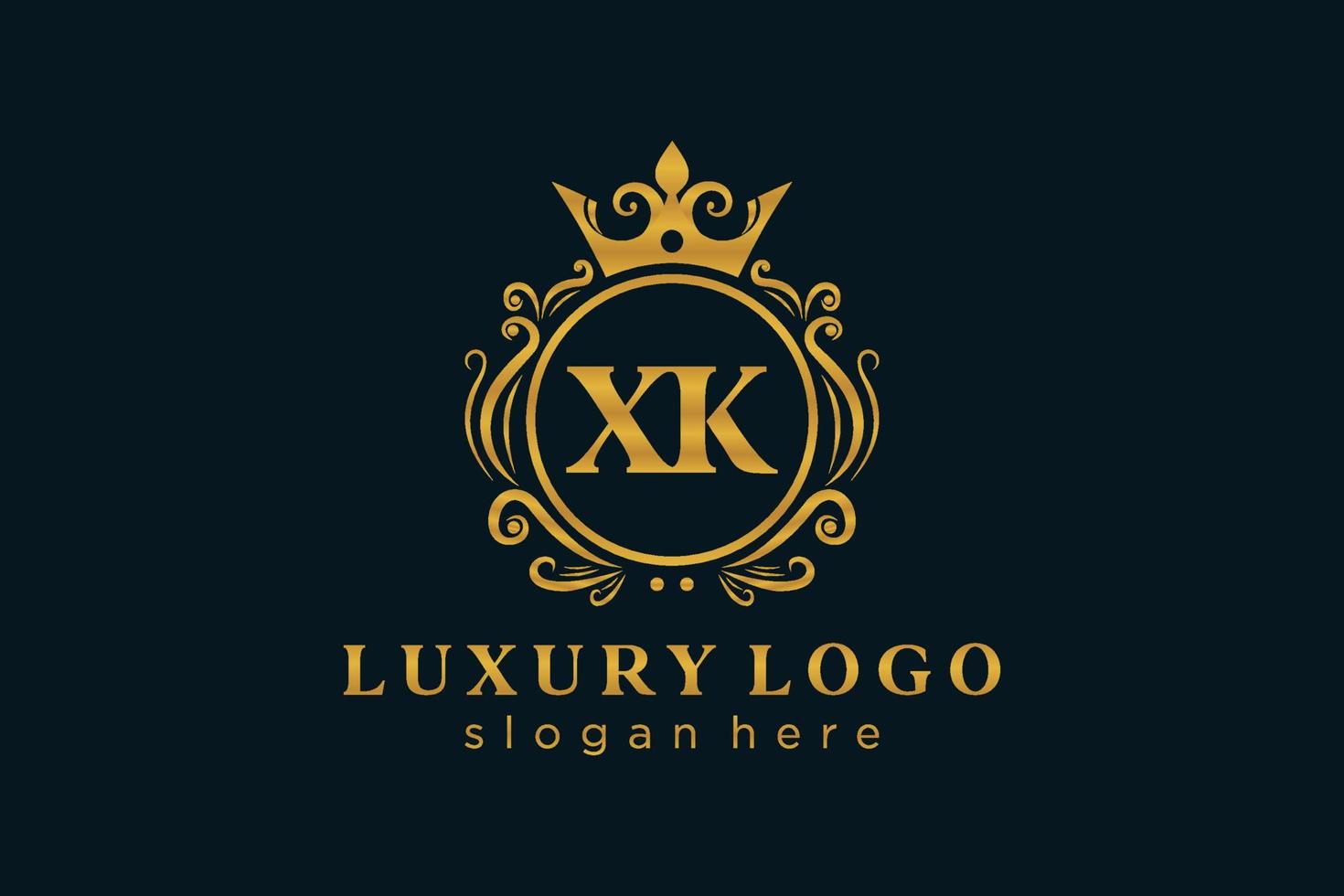 modèle initial de logo de luxe royal de lettre xk dans l'art vectoriel pour le restaurant, la royauté, la boutique, le café, l'hôtel, l'héraldique, les bijoux, la mode et d'autres illustrations vectorielles.