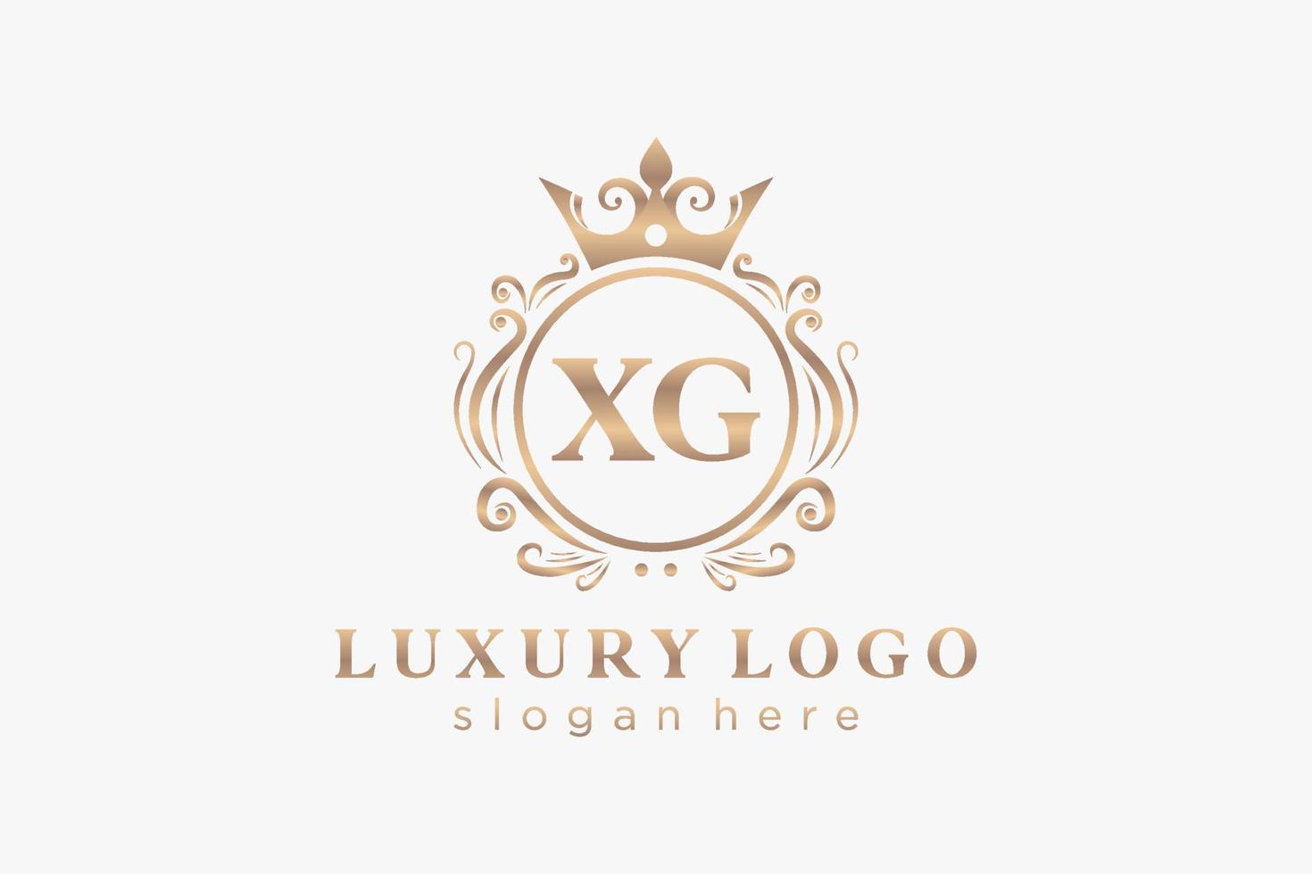 modèle initial de logo de luxe royal de lettre xg dans l'art vectoriel pour le restaurant, la royauté, la boutique, le café, l'hôtel, l'héraldique, les bijoux, la mode et d'autres illustrations vectorielles.