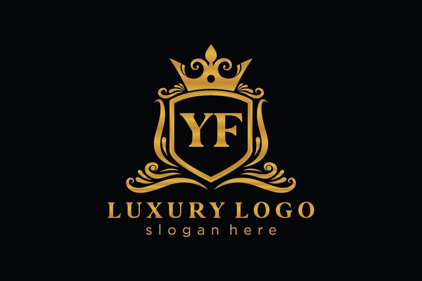 modèle initial de logo de luxe royal de lettre yf dans l'art vectoriel pour le restaurant, la royauté, la boutique, le café, l'hôtel, l'héraldique, les bijoux, la mode et d'autres illustrations vectorielles.