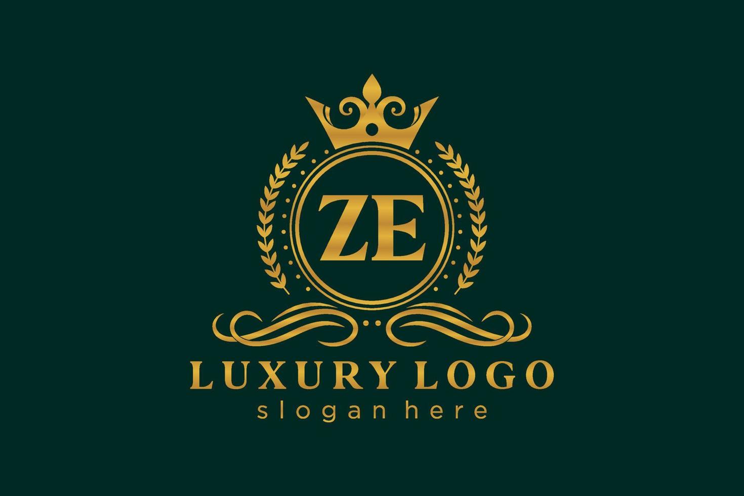 modèle de logo de luxe royal lettre ze initiale dans l'art vectoriel pour restaurant, royauté, boutique, café, hôtel, héraldique, bijoux, mode et autres illustrations vectorielles.