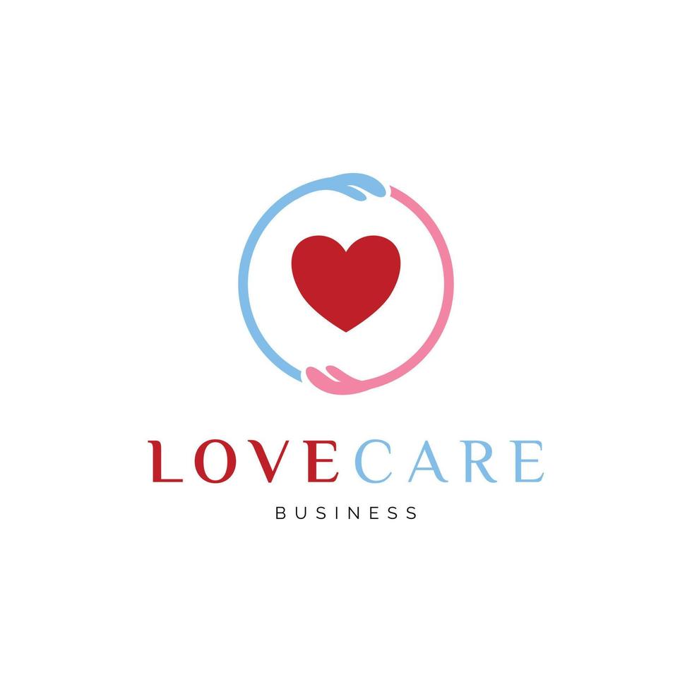 modèle de conception de logo d'icône de soins d'amour vecteur