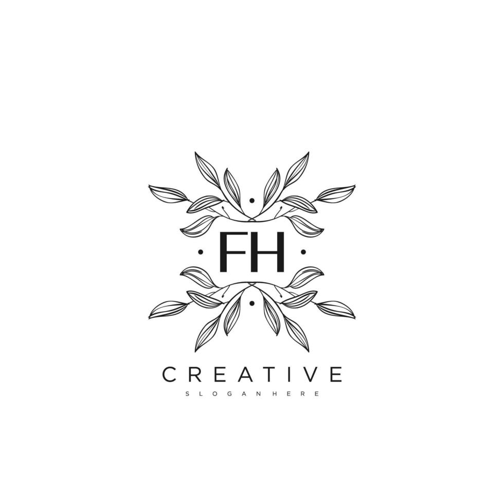 fh lettre initiale fleur logo modèle vecteur art vectoriel premium