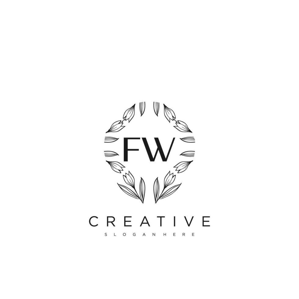 fw lettre initiale fleur logo modèle vecteur art vectoriel premium