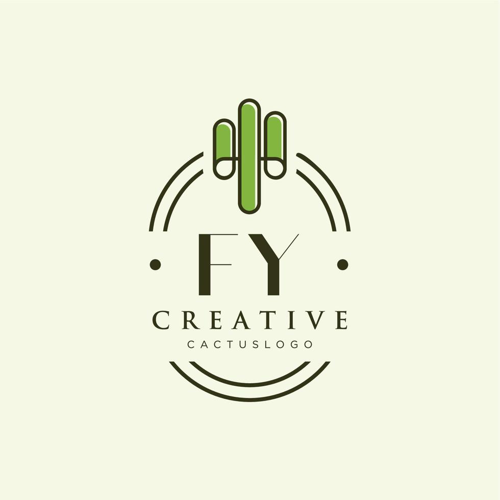 fy lettre initiale vert cactus logo vecteur