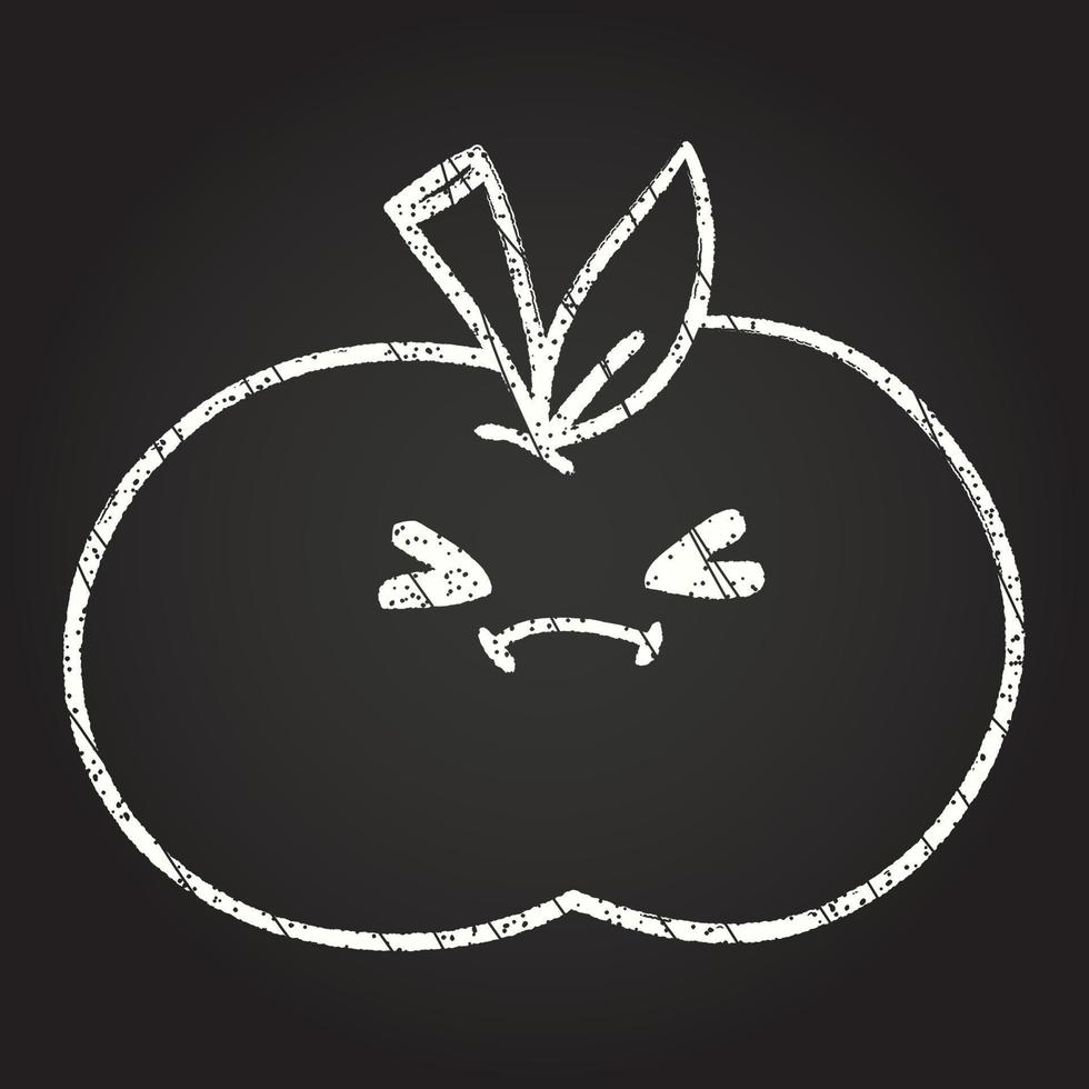 dessin à la craie de pomme en colère vecteur