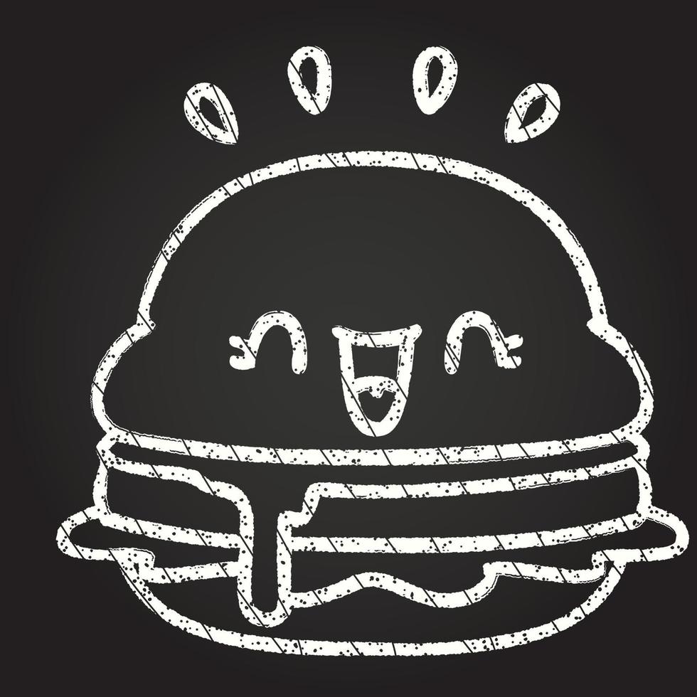 dessin à la craie de burger heureux vecteur
