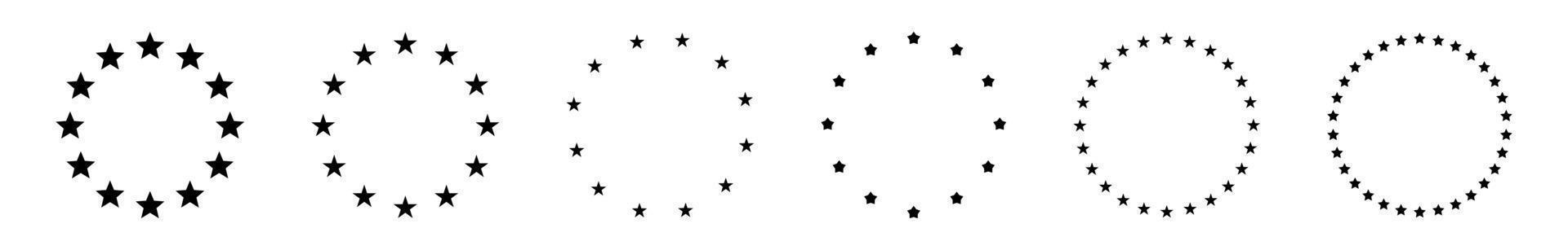 jeu d'icônes étoile en cercle. cadre d'étoiles isolé sur fond blanc vecteur