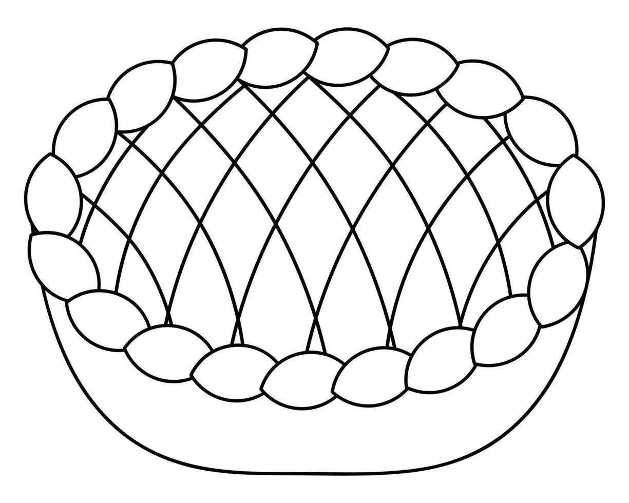 tarte à la citrouille. illustration vectorielle. contour sur un fond blanc isolé. style de griffonnage. esquisser. symbole du jour d'action de grâces. délicieuse collation cuite au four. nourriture végétalienne. régime équilibré. croûte frite. vecteur