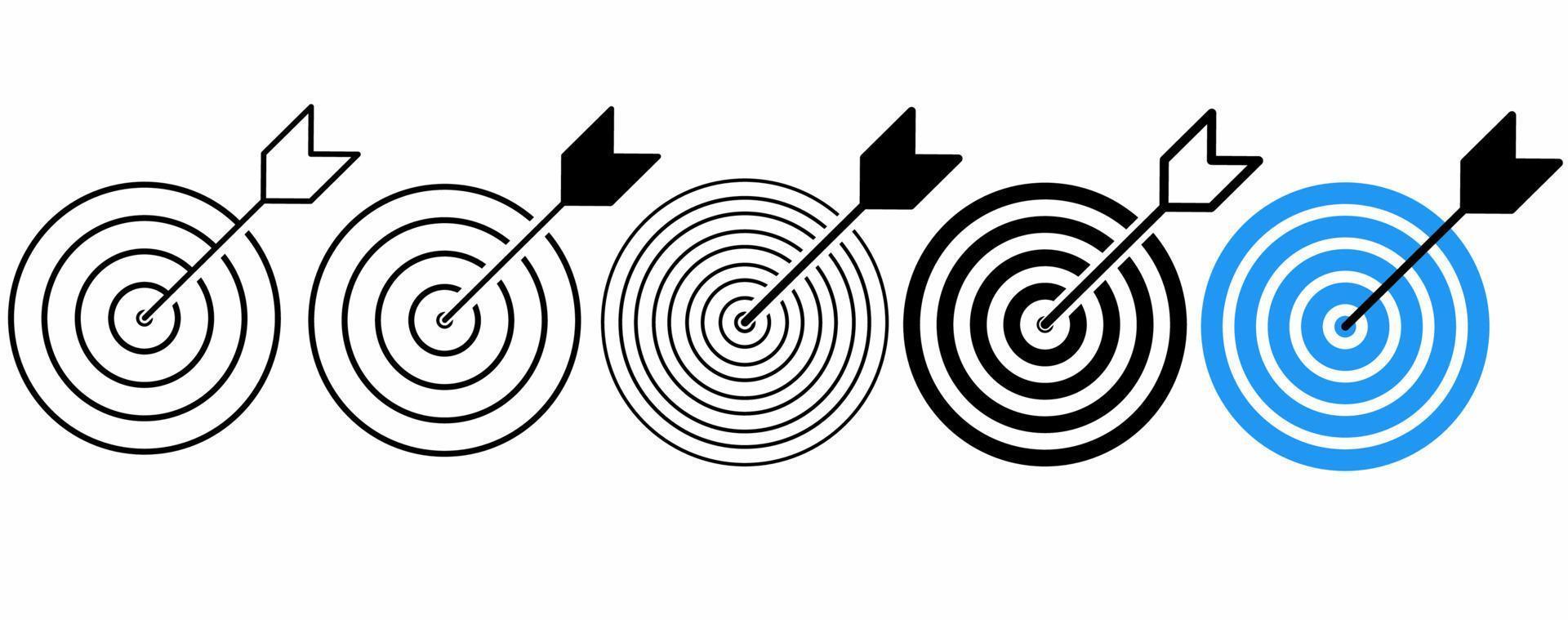 cible, flèche et icône bullseye isolé sur fond blanc vecteur