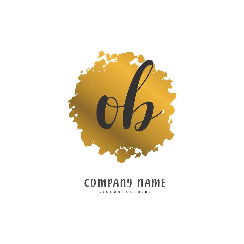 ob écriture initiale et création de logo de signature avec cercle. beau design logo manuscrit pour la mode, l'équipe, le mariage, le logo de luxe. vecteur