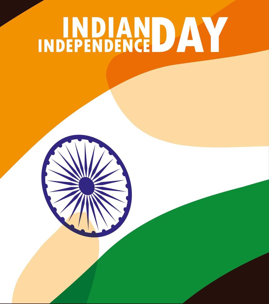 affiche de la fête de lindépendance indienne avec drapeau vecteur