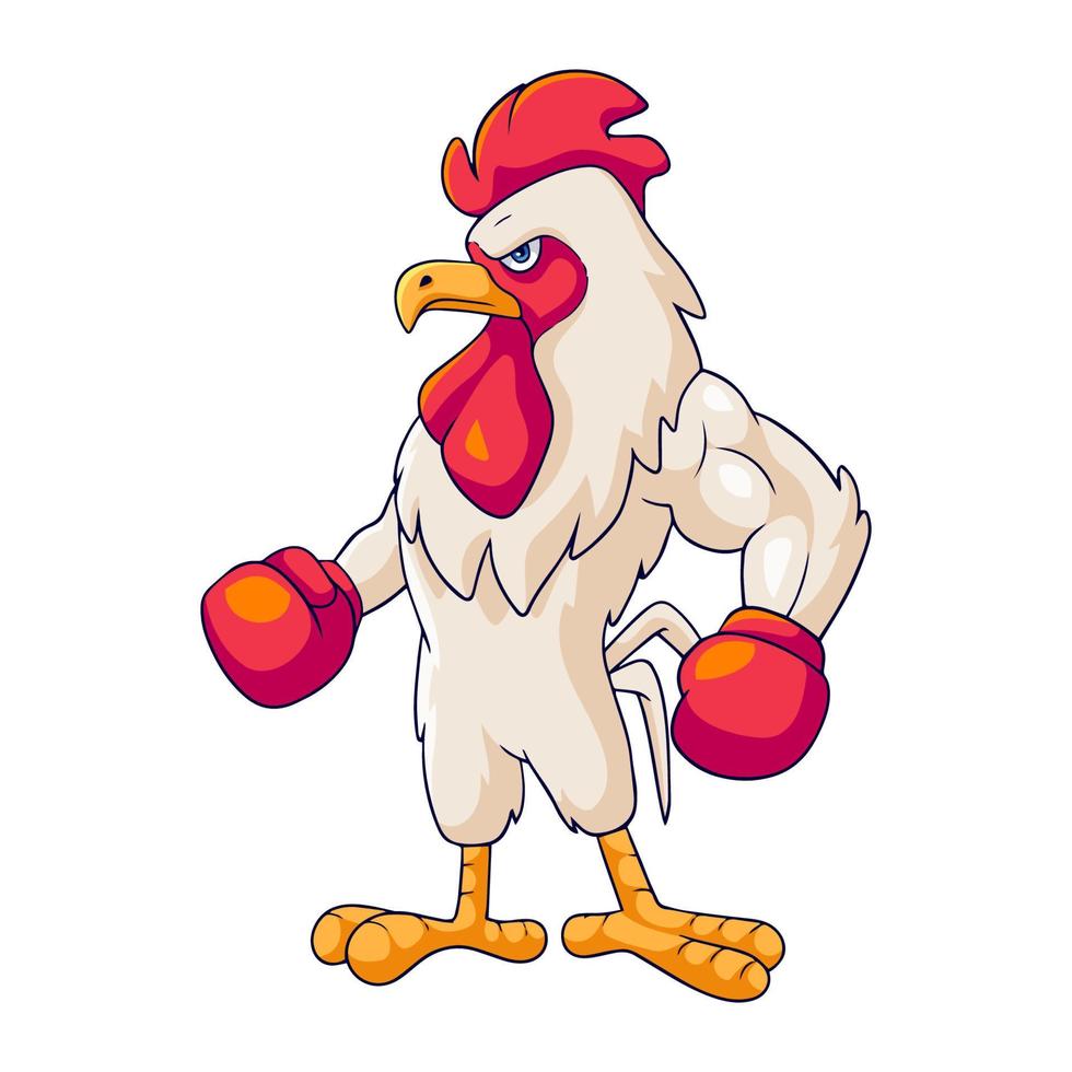 boxe coq isolé sur fond blanc vecteur