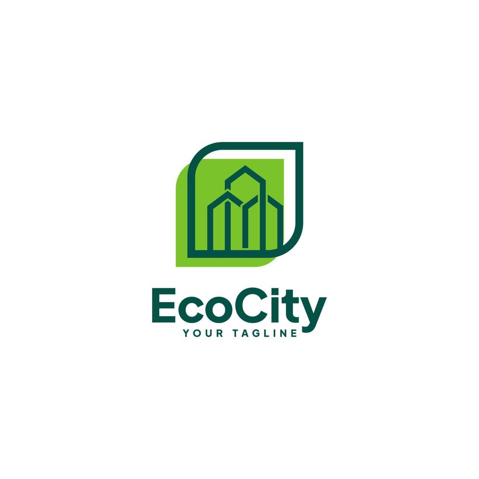 ville écologique, création de logo de ville verte. la nature avec l'immobilier combinent le concept vecteur