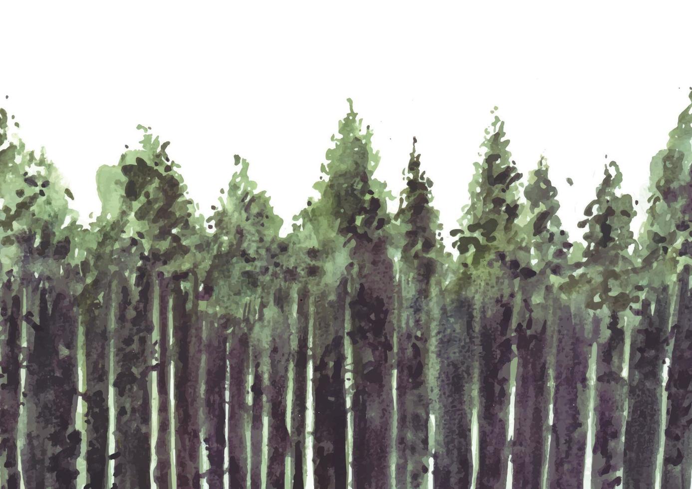 aquarelle de forêt de pins vecteur