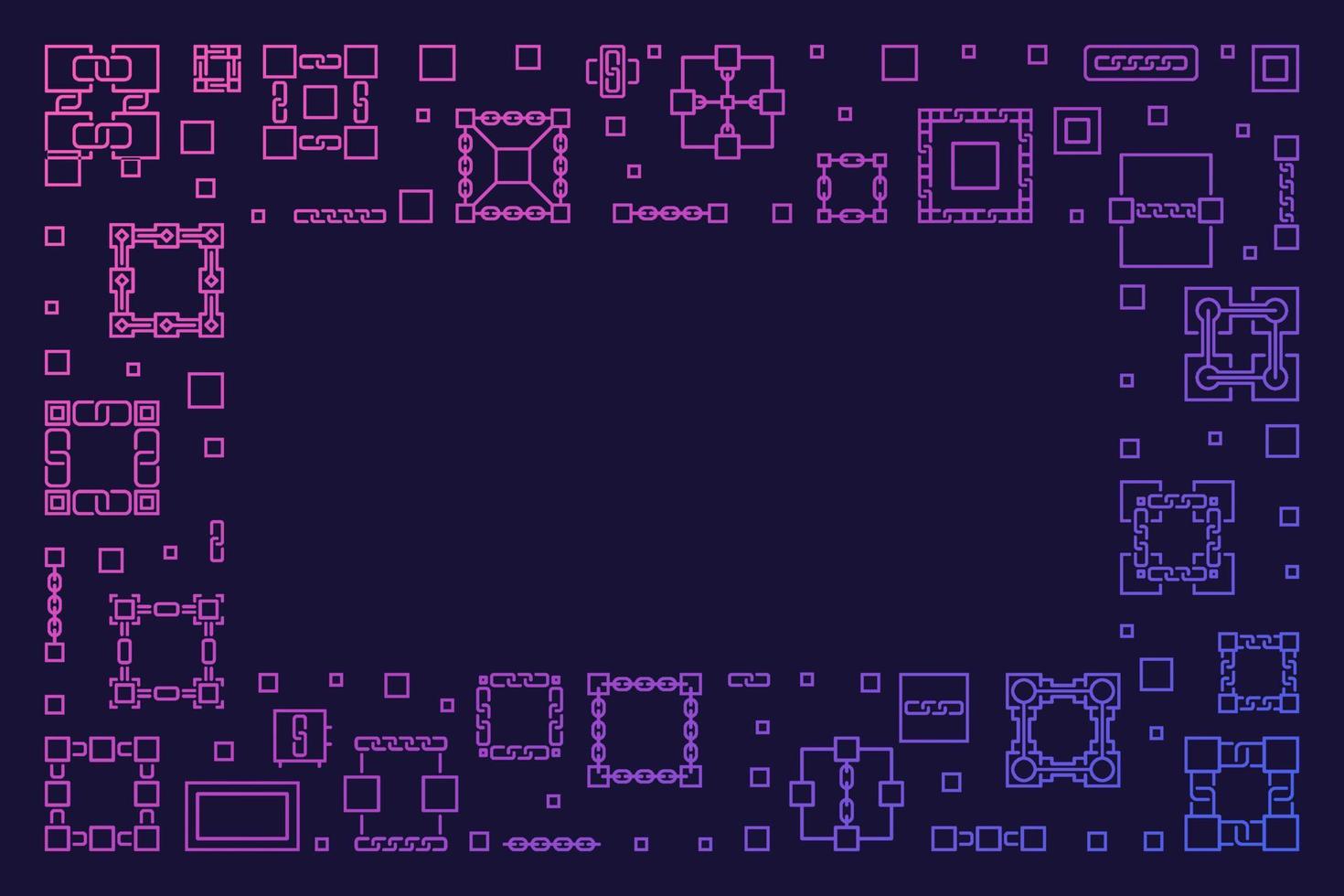 cadre de contour coloré horizontal de concept de blockchain de vecteur