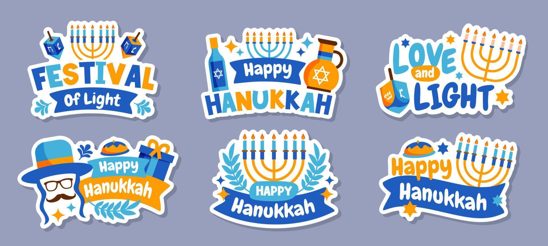 joyeux hanukkah autocollant vecteur