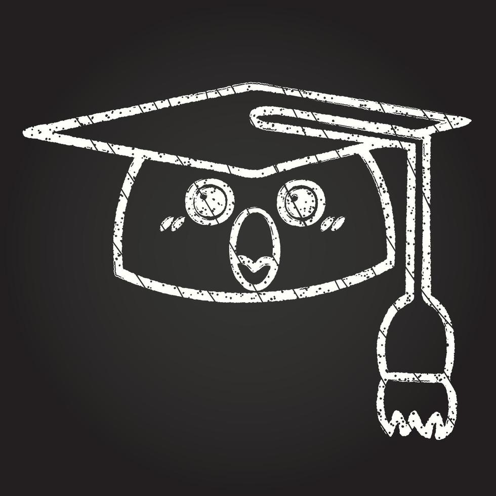 dessin à la craie de bonnet de graduation vecteur