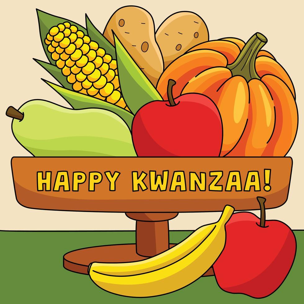 heureux kwanzaa mazao illustration de dessin animé coloré vecteur