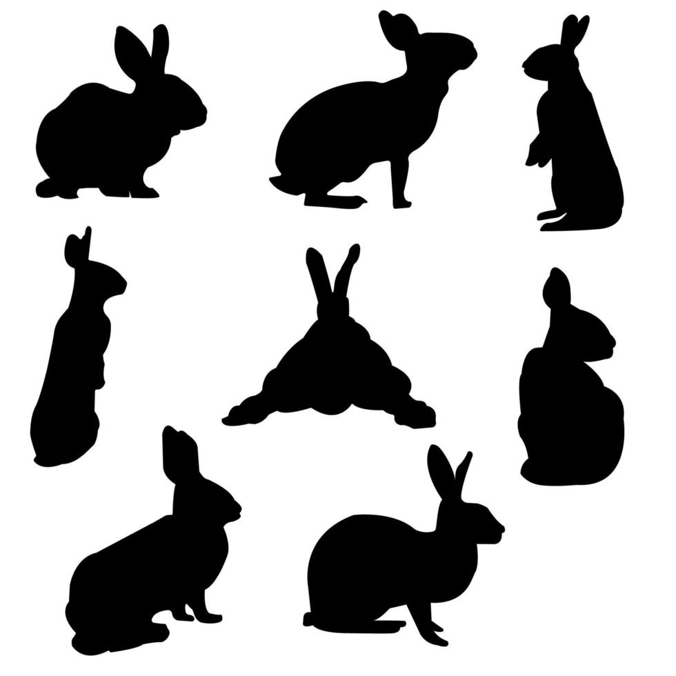 silhouettes de lapins dans différentes positions vecteur