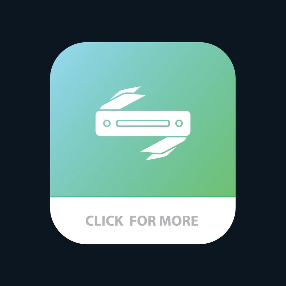 couteau rasoir lame tranchante bouton d'application mobile version de glyphe android et ios vecteur