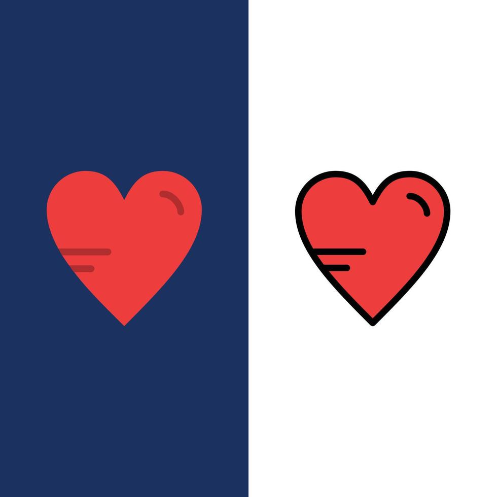 coeur amour étude éducation icônes plat et ligne remplie icône ensemble vecteur fond bleu