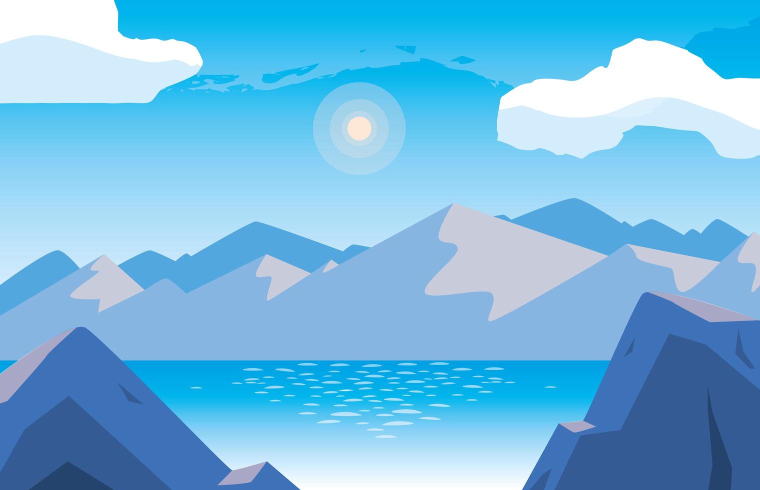 paysage avec icône de scène de lac vecteur