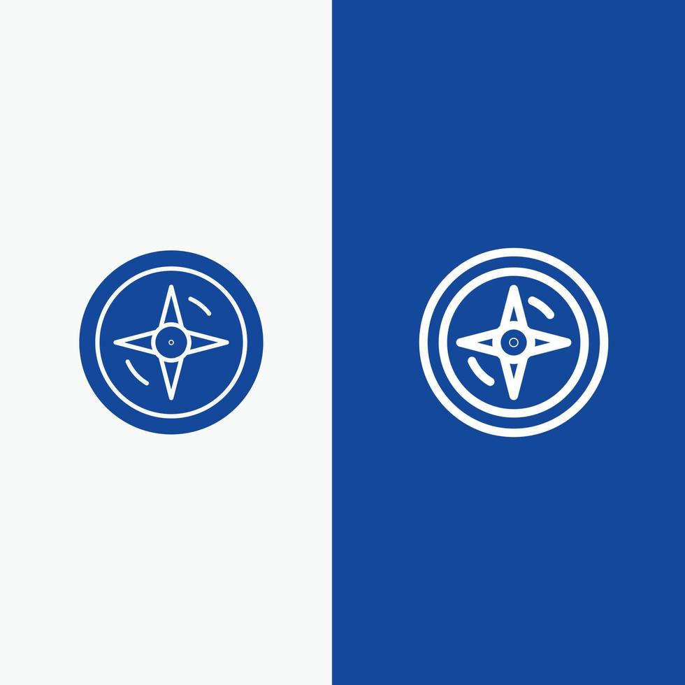 boussole de navigation ligne de localisation et glyphe icône solide bannière bleue ligne et glyphe icône solide interdiction bleue vecteur