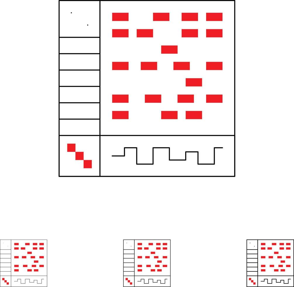 ordinateur audio d'application ableton dessiner un ensemble d'icônes de ligne noire audacieuse et fine vecteur