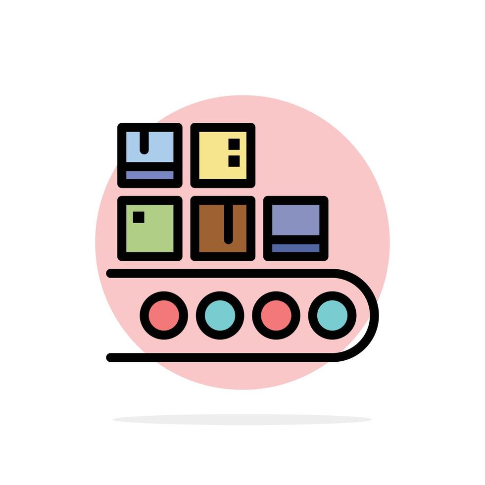 icône de couleur plate de fond de cercle abstrait de production de produits de gestion de ligne d'activité vecteur