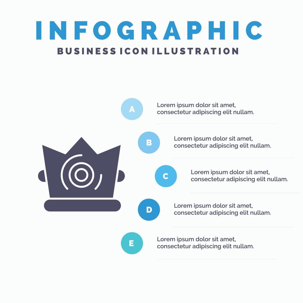 meilleur couronne roi madrigal solide icône infographie 5 étapes présentation fond vecteur