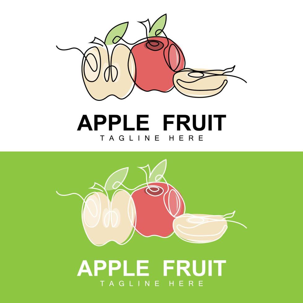 création de logo de pomme de fruits, vecteur de fruits rouges, avec style abstrait, illustration d'étiquette de marque de produit