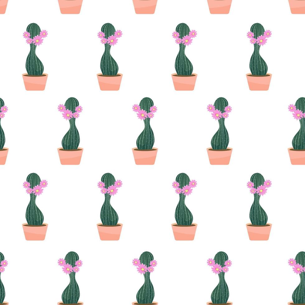 cactus à fleurs modèle sans couture illustration vectorielle sur blanc vecteur