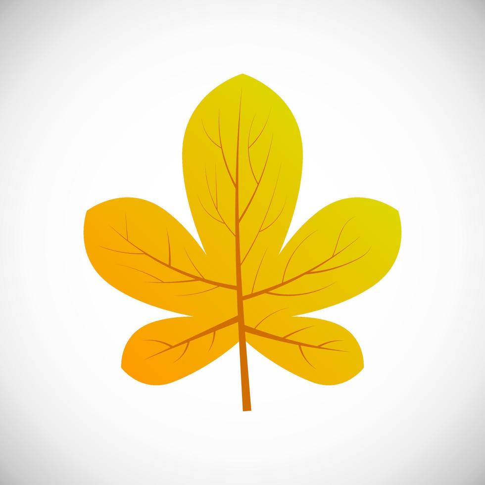 feuille de châtaignier jaune. feuille d'automne d'un arbre sur fond blanc. illustration vectorielle vecteur