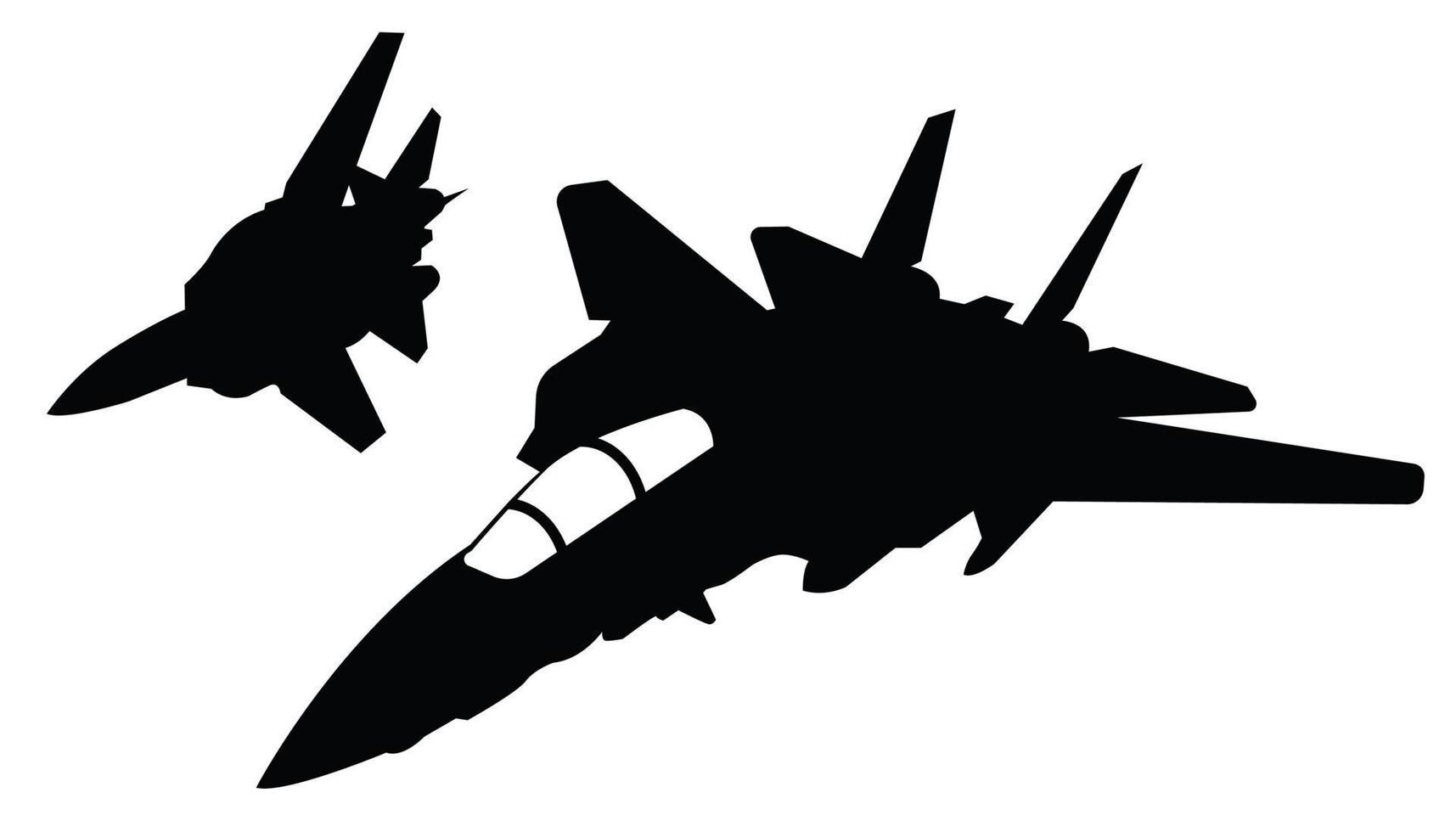 f14 jet militaire jet fighter manuver silhuette vector design