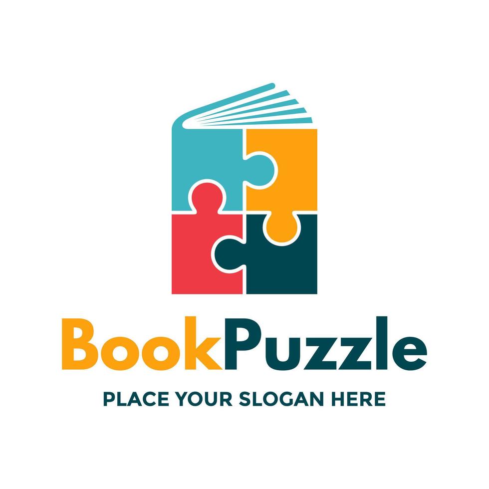 modèle de logo vectoriel livre puzzle. cette conception utilise le symbole de l'éducation. adapté pour étudiant et apprendre.