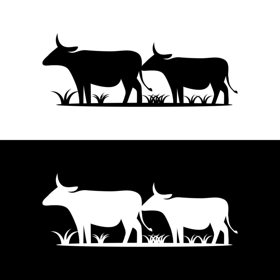 silhouette style vache logo illustration vecteur
