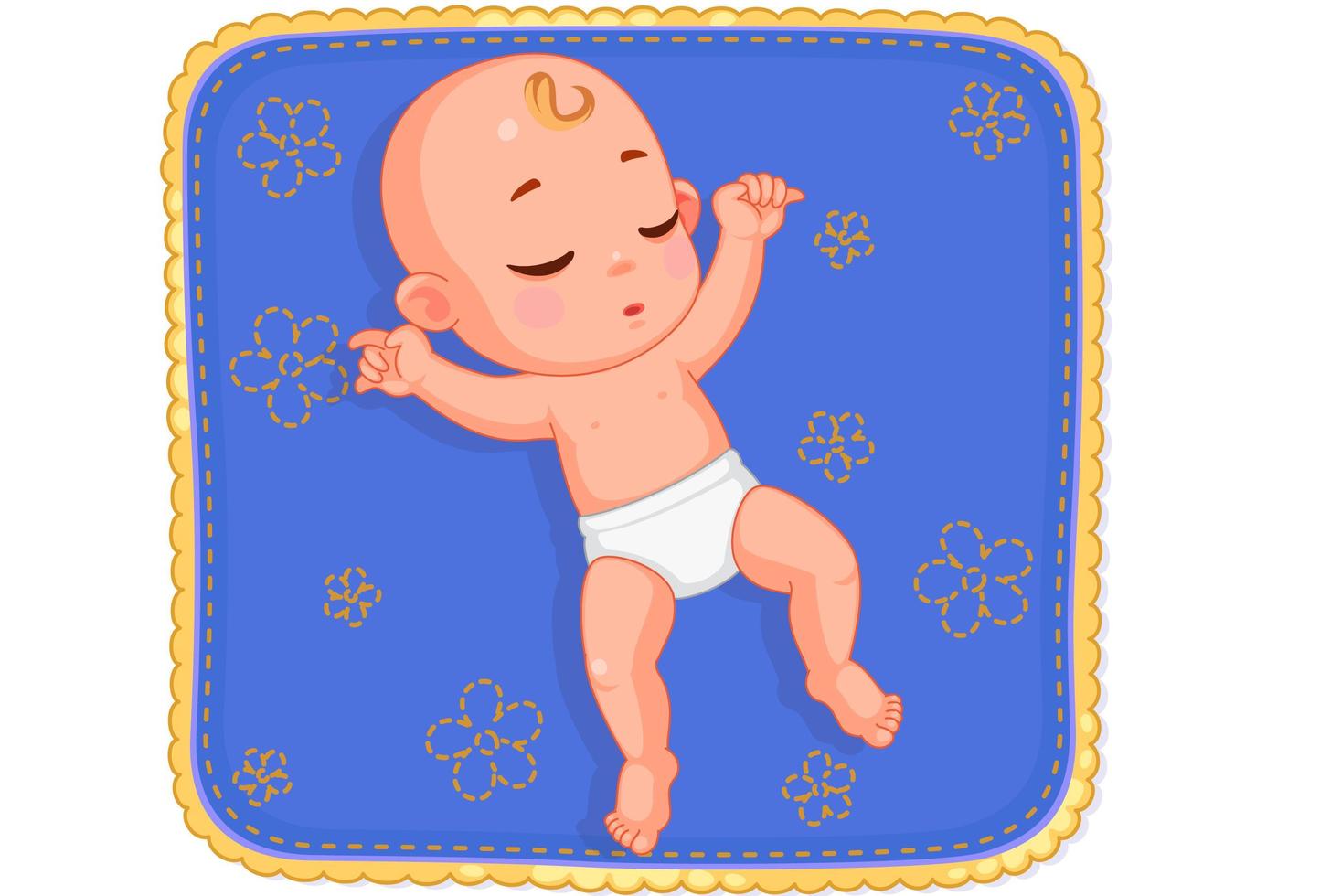 joli bébé qui dort sur un tapis de bébé vecteur