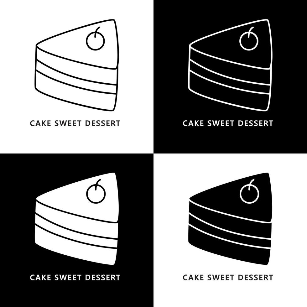 logo de dessert sucré gâteau. illustration de nourriture et de boisson. symbole d'icône de gâteau d'anniversaire vecteur