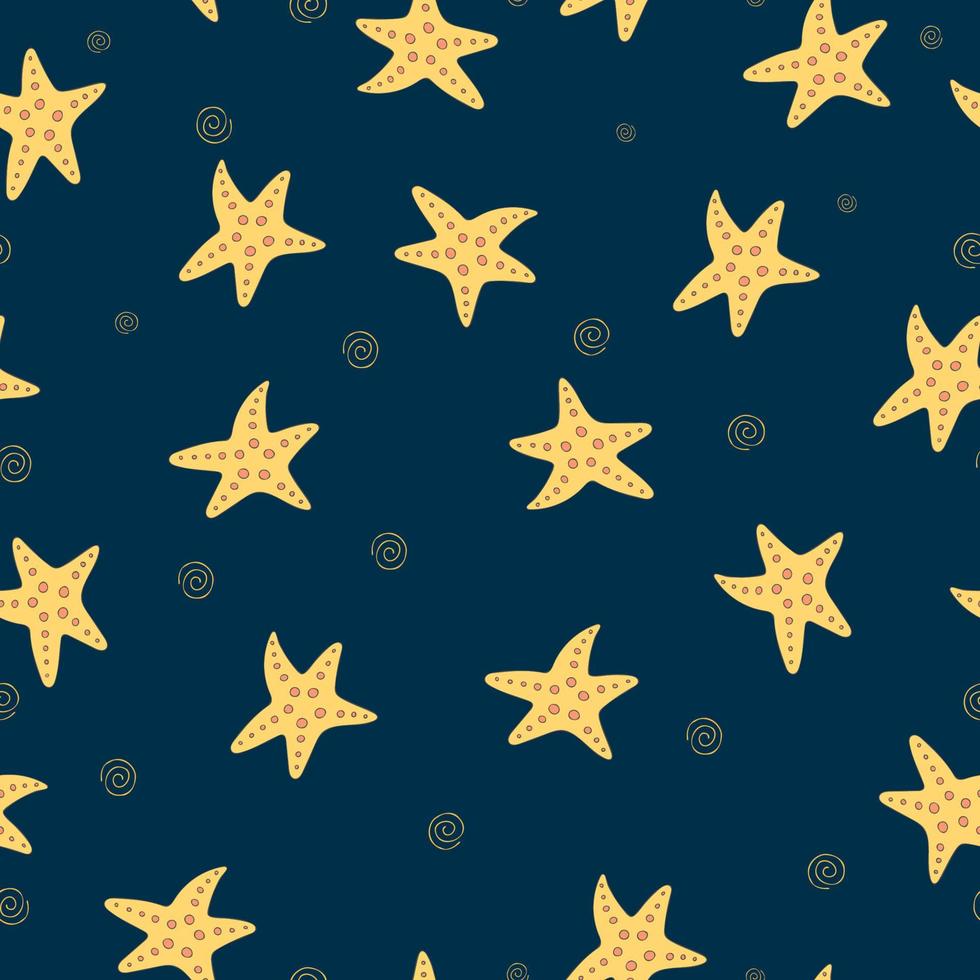 illustration vectorielle continue. monde sous-marin avec de belles étoiles de mer. vecteur