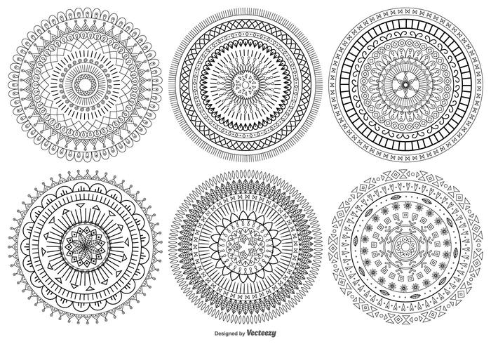 Collection Mandala Style Vector Shapes